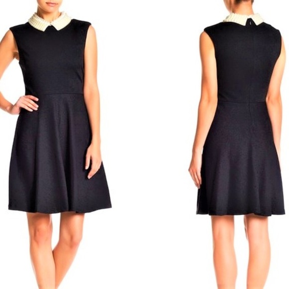 Betsey Johnson Dress Black A Line Pearl Collar 8 - Picture 4 of 8